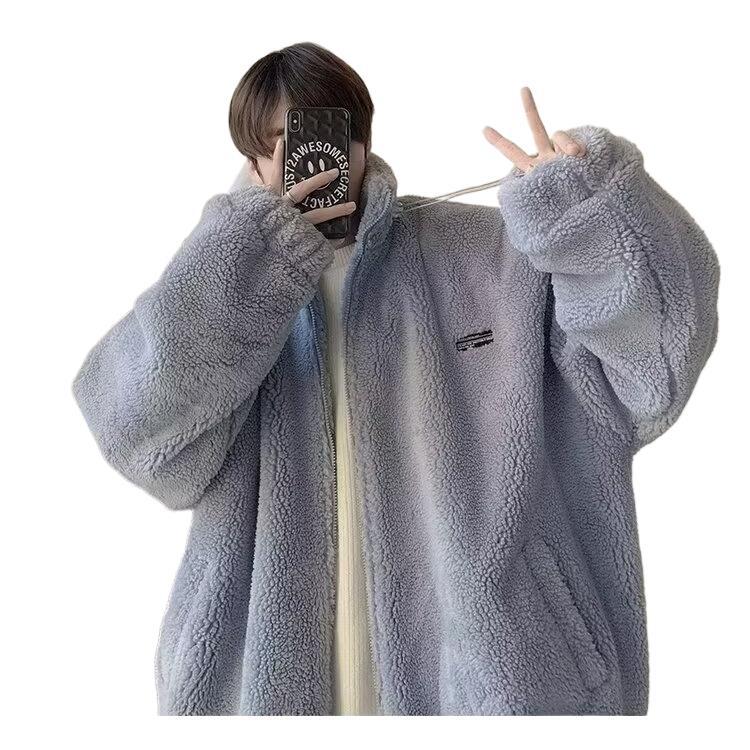 Men's Autumn And Winter Loose Casual Cotton-padded Clothes Fleece-lined Thickening Stand Collar Clothes