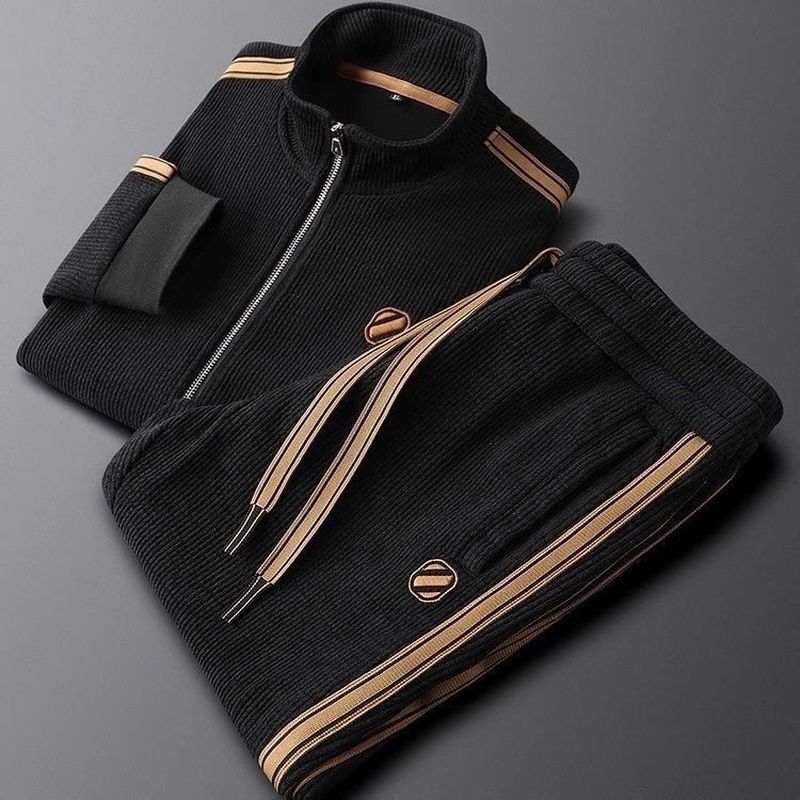Light Luxury Warm Striped Casual Men's Sportswear
