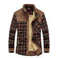 Autumn And Winter New Fleece-lined Long Sleeve Thick Checks Warm Berber Fleece Cardigan Men's Shirt
