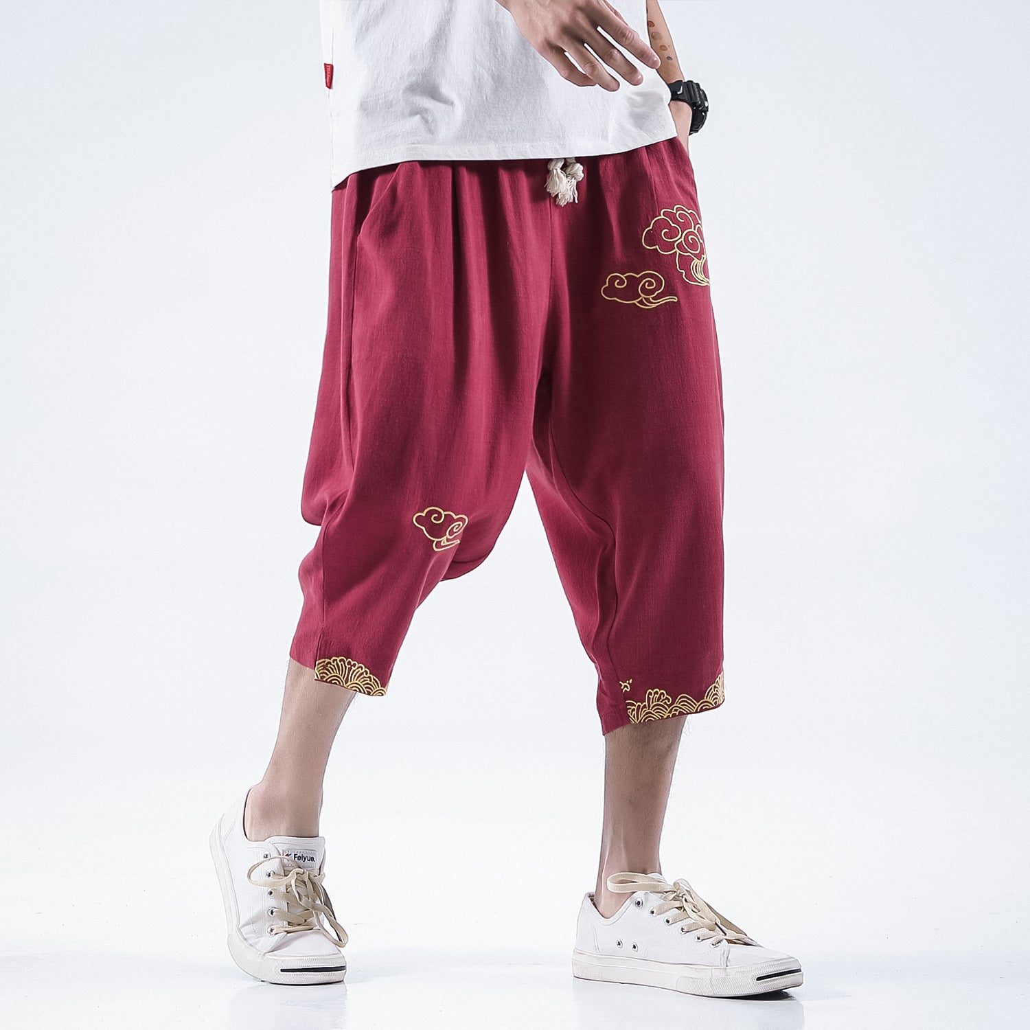 Xiangyun Embroidered Loose Wide-leg Pants