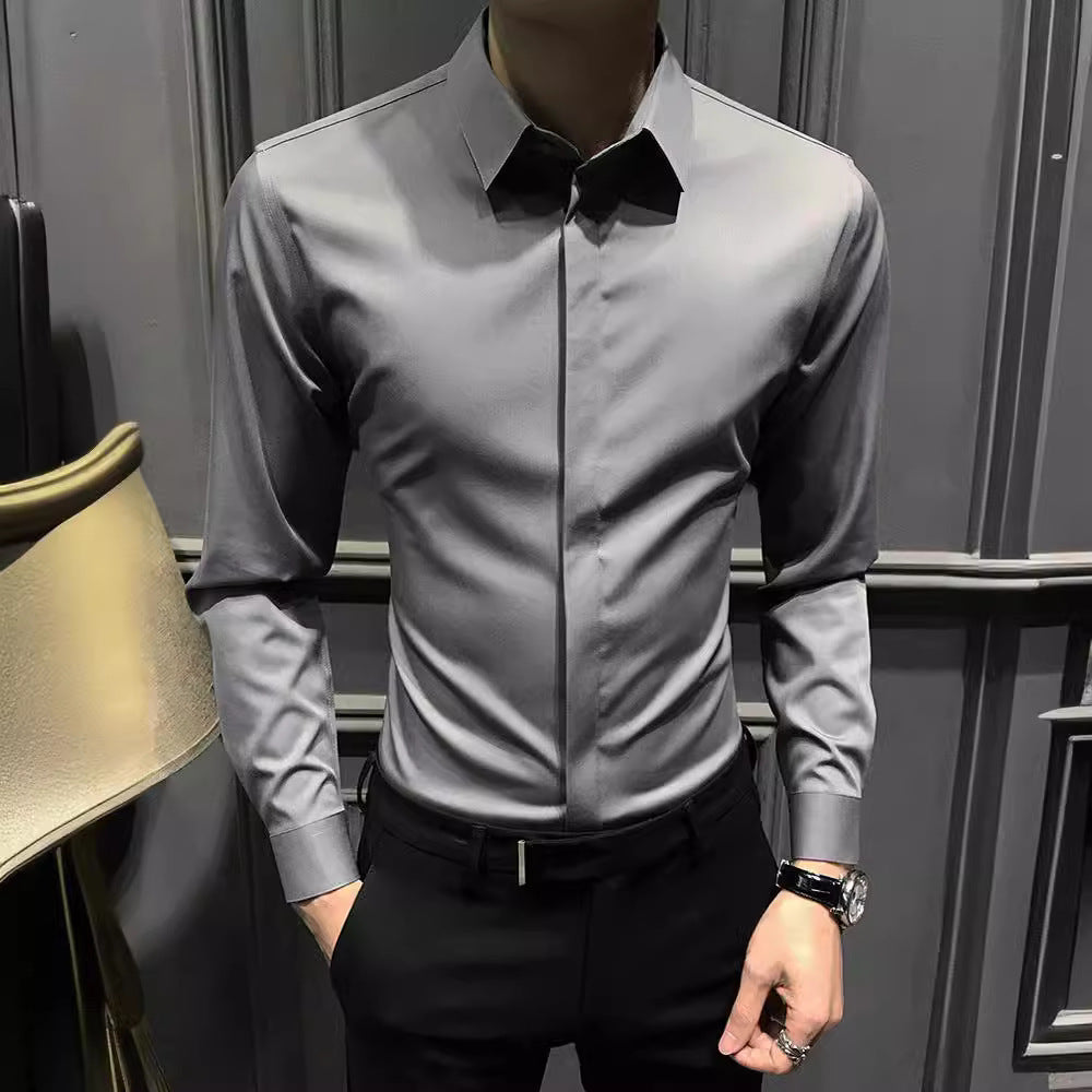 New Men's Fashion Shirt Long Sleeve Korean Version Business