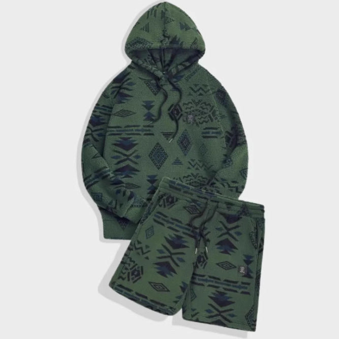 Men's Casual Sweatshirt Long Sleeve Shorts Suit