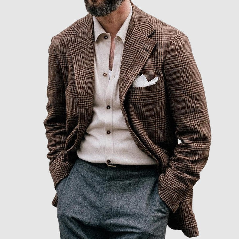 Casual Printed Double-breasted Suit Jacket For Men