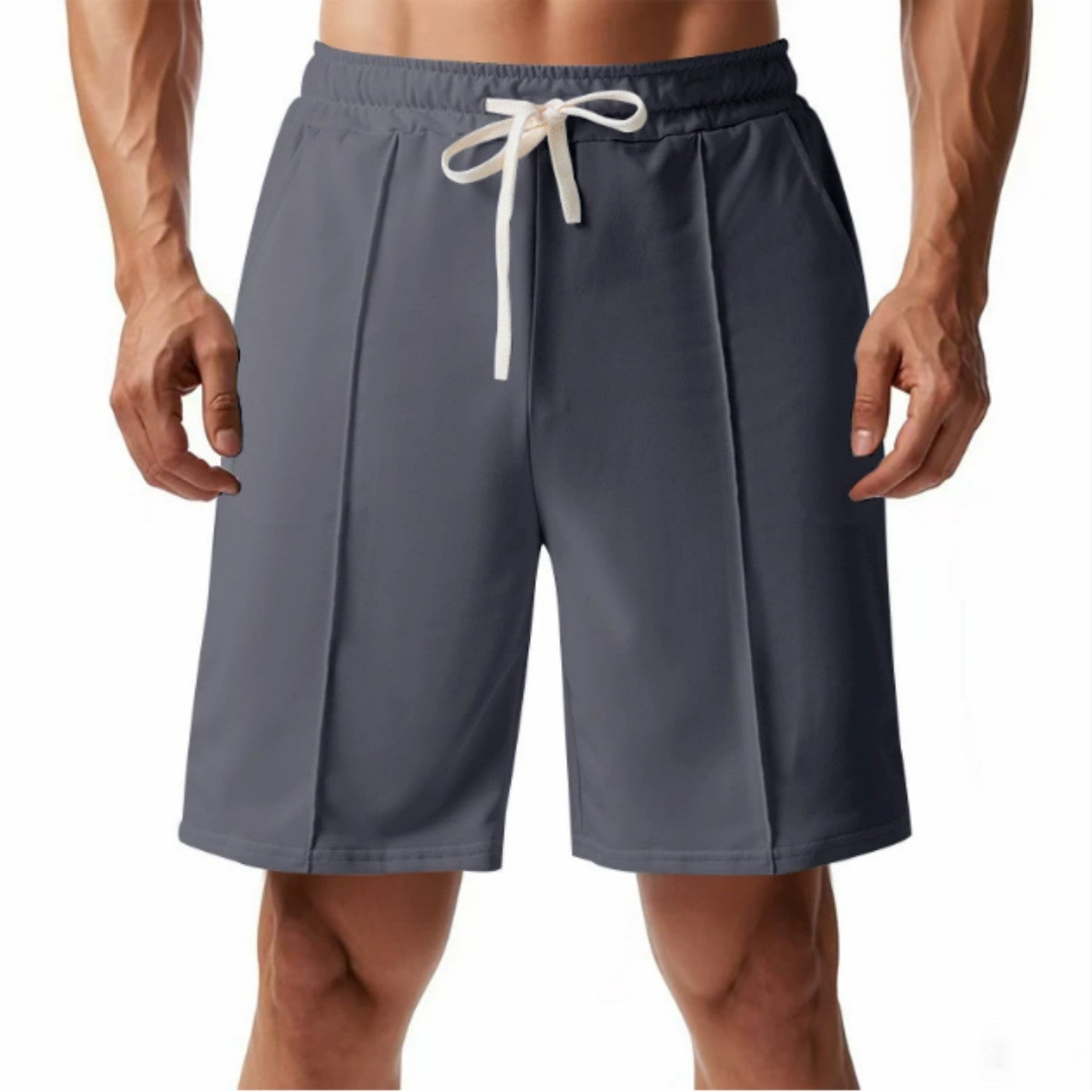 Men's Casual Sport Ribbed Solid Color Shorts