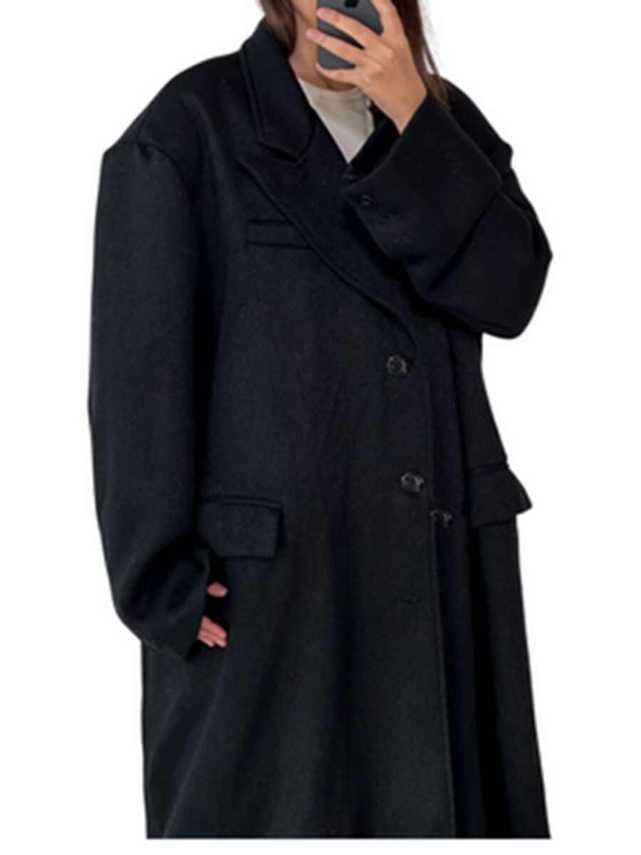 Nerazzurri Winter Men's Overcoat Coat Long Below The Knee Wool
