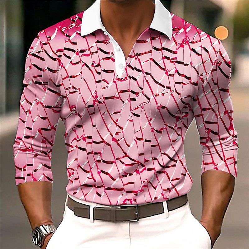 Long Sleeve Button-down Polo Shirt Casual Fashion