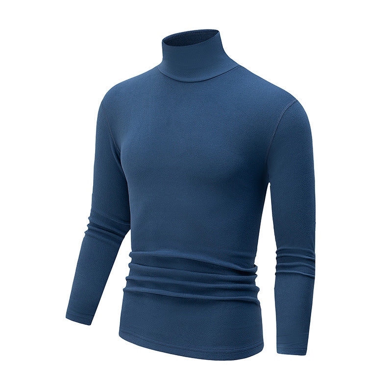 Autumn And Winter Men's Solid Color Versatile High-neck Base Layer Casual Fleece Top