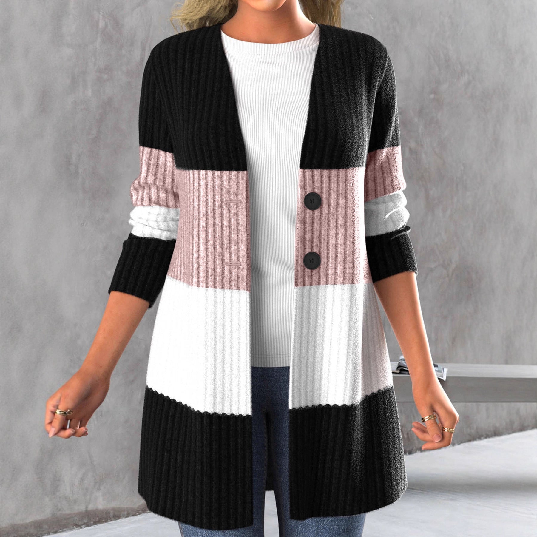 Women's Long-sleeve Striped Bohemian-style Jacket