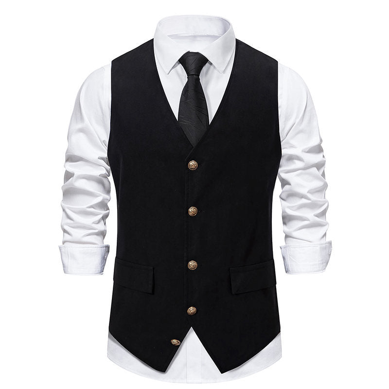Autumn And Winter Suit Vest Man Retro European Single-breasted Casual