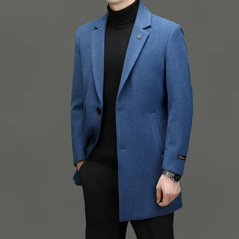 Autumn And Winter Woolen Coat Men's Slim-fit Mid-length Casual Wool