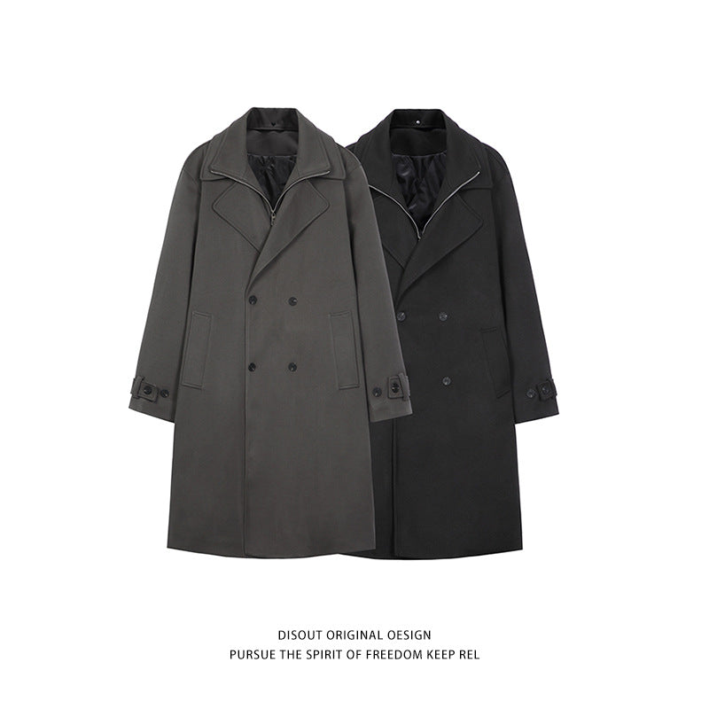 Double Breasted Men's Mid-length Over-the-knee High-grade Trench Coat