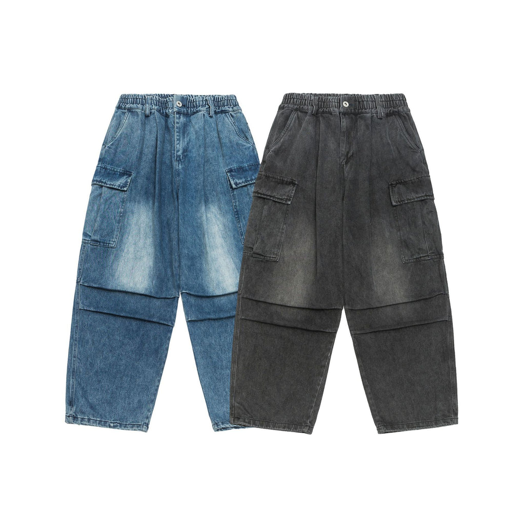 Season New Washed Fried Flower Denim Trousers