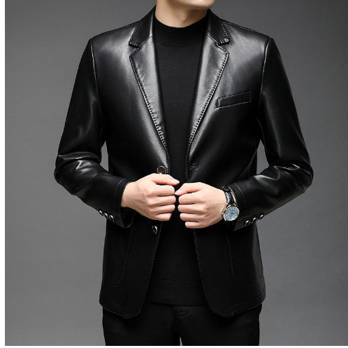 Men's Pu Leather Jacket For Young And Middle-aged Men's Casual Dad