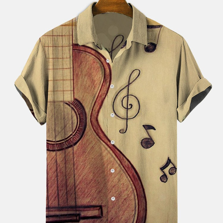 Men's Casual Fashion Shirt With A Jazz Theme