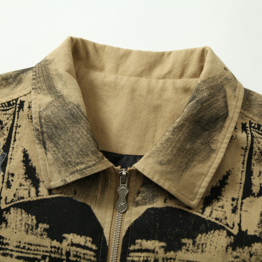 American Retro Graffiti And Badge Decoration Stitching Jacket