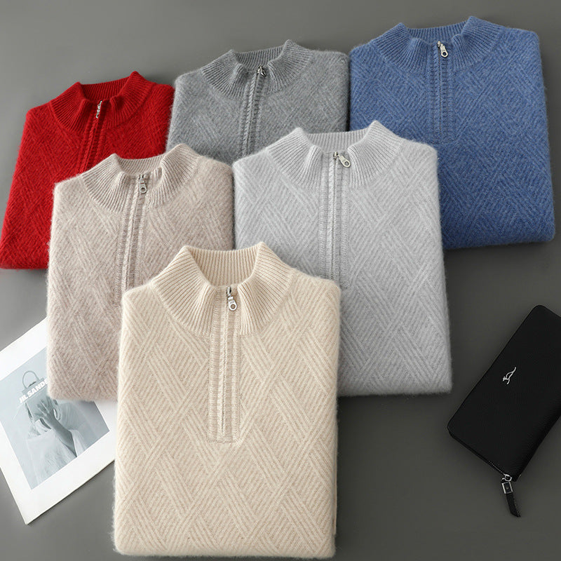 Half Turtleneck Zipper Design Pure Wool Knit Bottoming Shirt