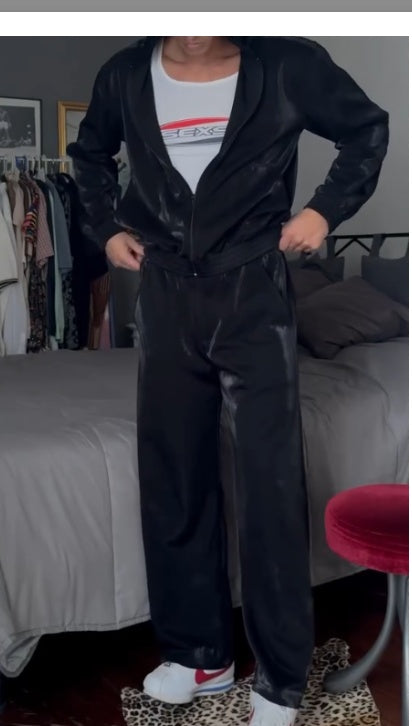 Men's Fashion Sports Hooded Suit 2-Piece Set-Black