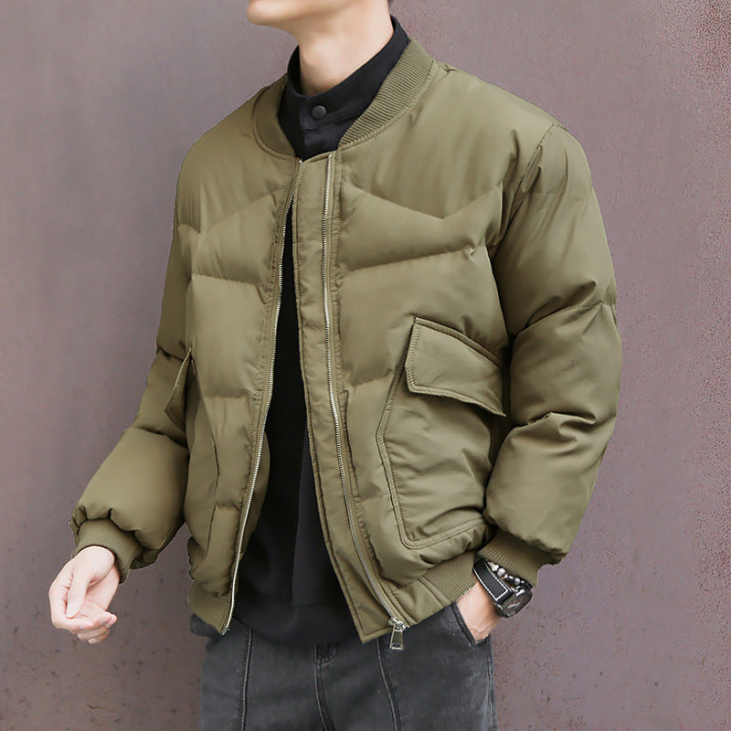 American Fleece-lined Thick Loose Workwear Cotton Coat