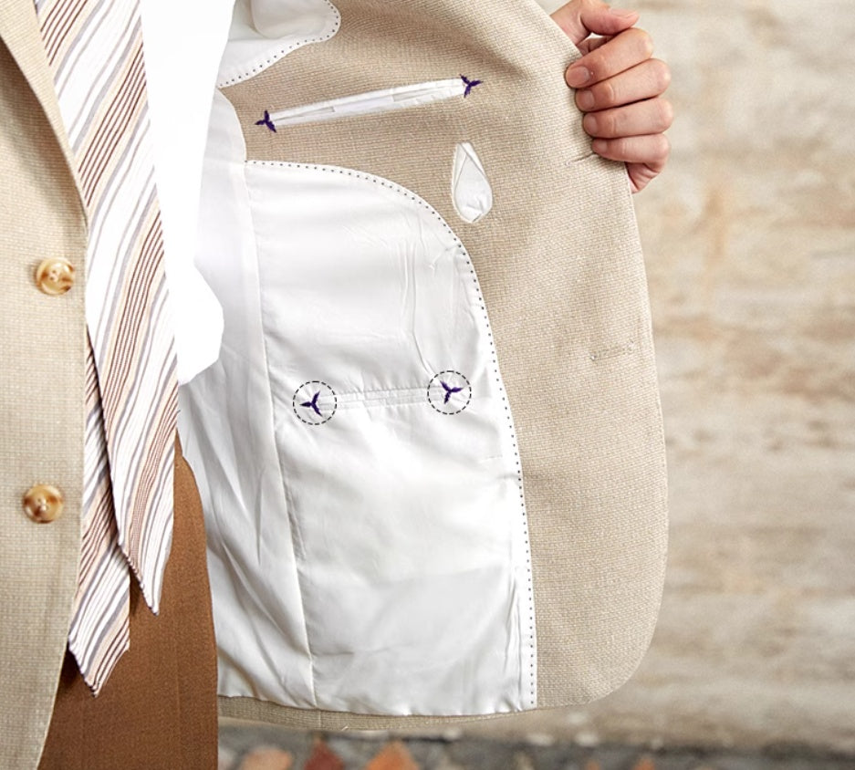 Commuter Cotton And Linen Textured Single-breasted Suit British Fashion Breathable