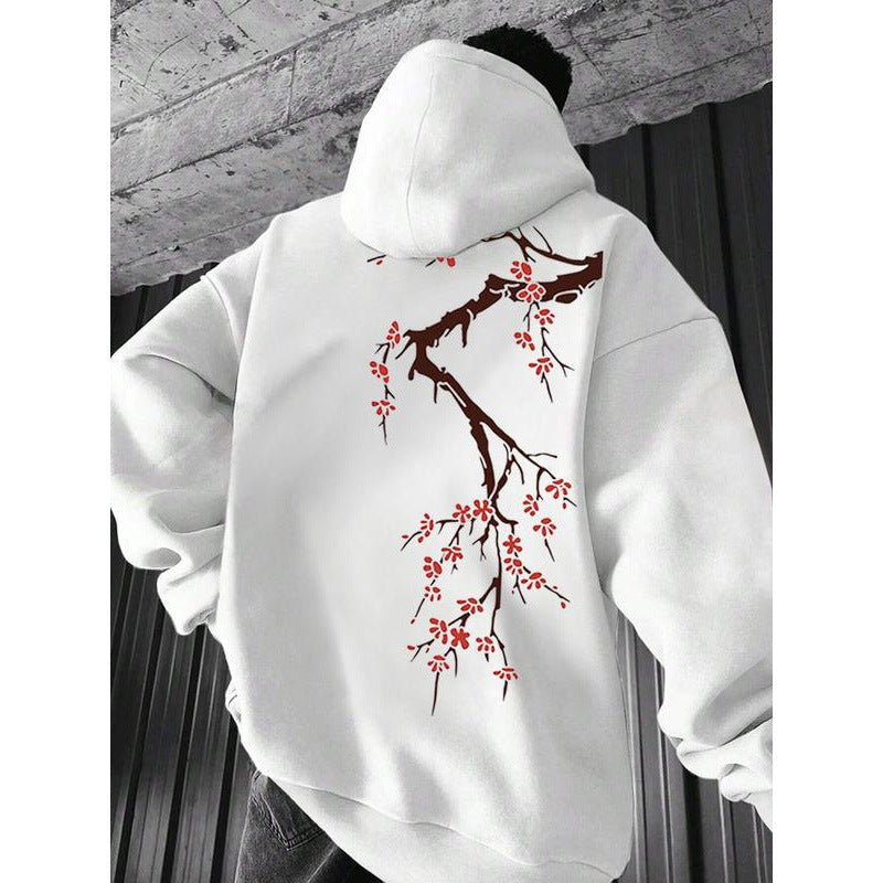 Men's Casual Printed Top Loose-fitting Hooded Sweatshirt